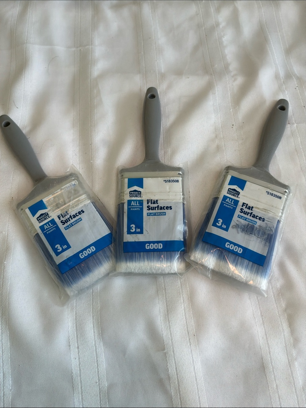 3 in. Flat Surface Paint Brushes (Gray Handle, Set of 3)